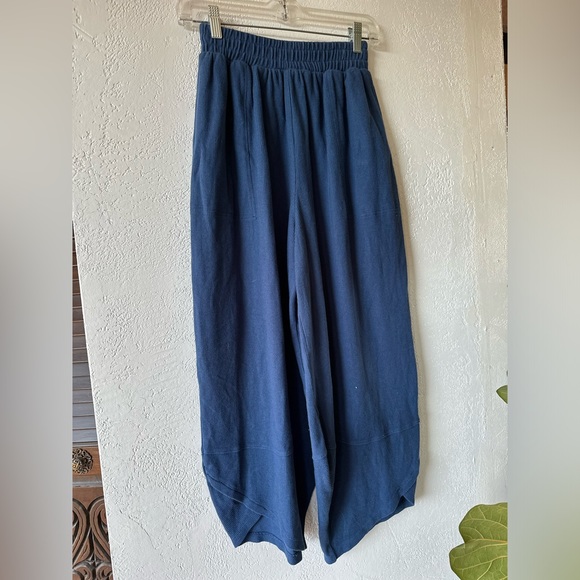 Free People Beach Leo Wide Leg Cotton Culotte Pants Blue XS - Picture 5 of 11